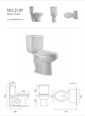 Watercloset Ceramische Tweedelige Toiletten 730*410*810mm Seat-Kom