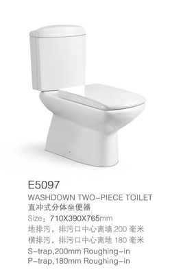 Ceramische Was onderaan Tweedelige Toilettenmuur Opgezet met Verlengd Seat