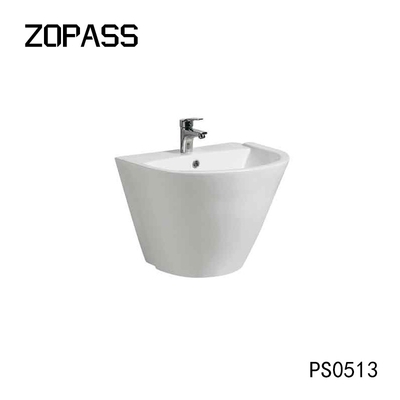 Europees van de Muurhung porcelain half pedestal hand van de Stijl Wit Modern Gootsteen de Wasbassin