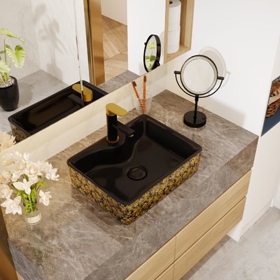 Galvaniseer de Gouden Vierkante Ceramische Bovenkant van de Bassinlijst voor Kabinet