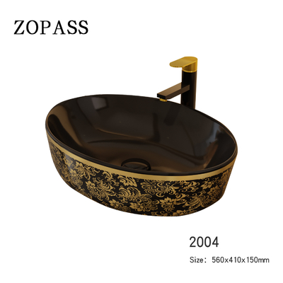 Het goud galvaniseert de Hoogste Ronde Vorm van Art Sanitary Ware Basin Table