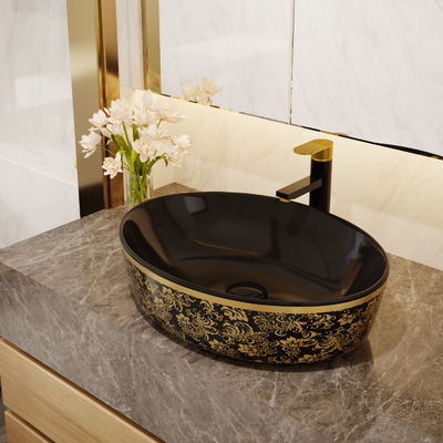 Het goud galvaniseert de Hoogste Ronde Vorm van Art Sanitary Ware Basin Table