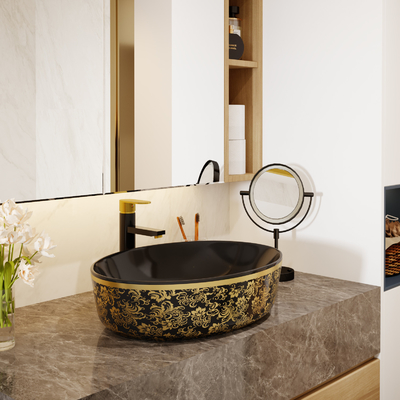 Het goud galvaniseert de Hoogste Ronde Vorm van Art Sanitary Ware Basin Table