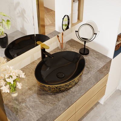 Het goud galvaniseert de Hoogste Ronde Vorm van Art Sanitary Ware Basin Table