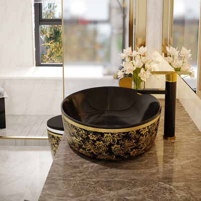 Het goud galvaniseert de Hoogste Ronde Vorm van Art Sanitary Ware Basin Table