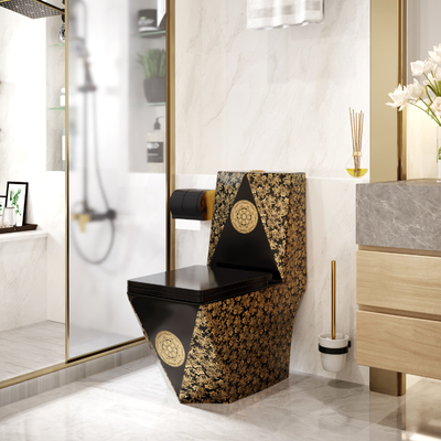 Ceramische Zwarte Gouden Ééndelige het Toiletmuur Hung Easy Clean van Siphonic