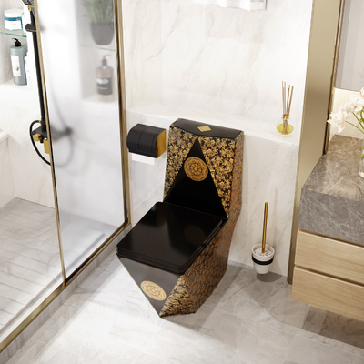 Ceramische Zwarte Gouden Ééndelige het Toiletmuur Hung Easy Clean van Siphonic