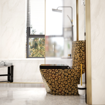 Ceramische Zwarte Gouden Ééndelige het Toiletmuur Hung Easy Clean van Siphonic