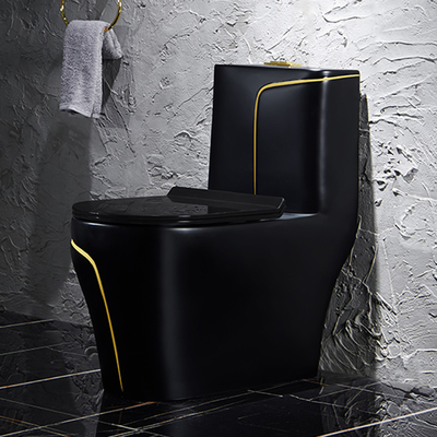 Zwarte Toiletsifon die Sanitair Warentoilet spoelen