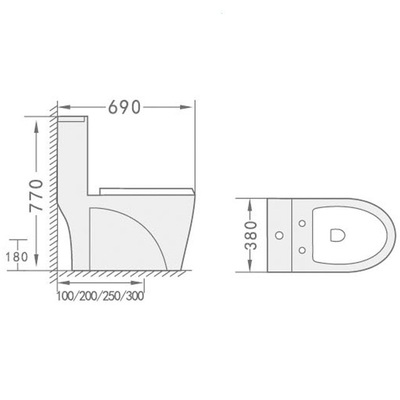 300mm 400mm Ruwe bewerking in WC van het Toilet Sanitaire Waren van Siphonic Ééndelige