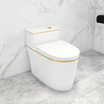 Witgoudsifon die het Moderne Ceramische Één stuk van de Toiletkom spoelen