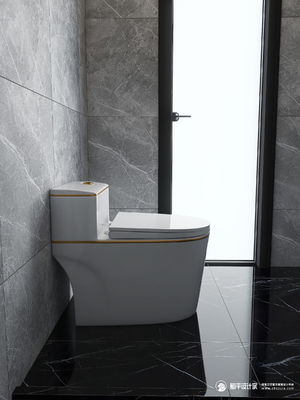 Witgoudsifon die het Moderne Ceramische Één stuk van de Toiletkom spoelen