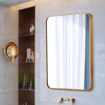 Rechthoek het Aluminium Ontworpen van LEIDENE Metaal Matt Gold Color Badkamersspiegels
