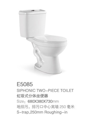 P Valwas onderaan Dubbele Gelijke Dichte Gekoppelde WC van het 2 Stukken Westelijke Toilet