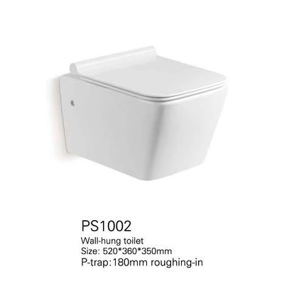 Witte Kleuren Compacte Randloze Muur Hung Toilet Gravity Flushing