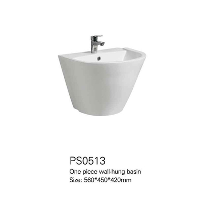 Europees van de Muurhung porcelain half pedestal hand van de Stijl Wit Modern Gootsteen de Wasbassin