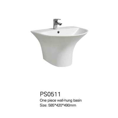 Hoog - van de de Warengootsteen van het kwaliteits Ceramische Bassin Sanitaire Halve het Voetstukmuur Hung Wash Basin