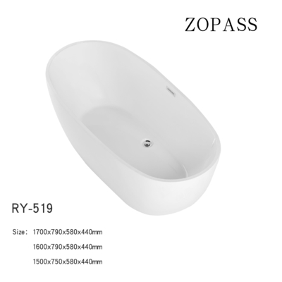 1700*790*580*440mm Freestanding Doorwekende Acrylic Bathtub SPA Draaikolk