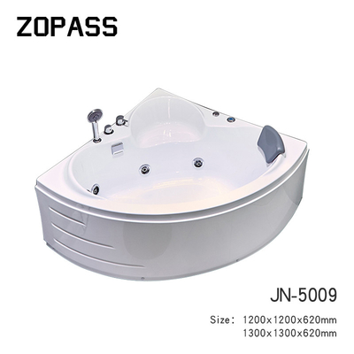 De binnen van de de Hoekbadkuip van de Draaikolk Acryldriehoek Kleine Douche Combo