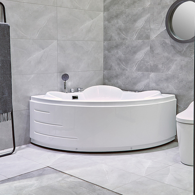 De binnen van de de Hoekbadkuip van de Draaikolk Acryldriehoek Kleine Douche Combo