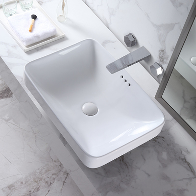 Van de het Bassinbadkamers van de lijstbovenkant van de de Gootsteen de Ceramische Kleur Witte Tegen Hoogste Hand Rechthoekig Art Wash Basin