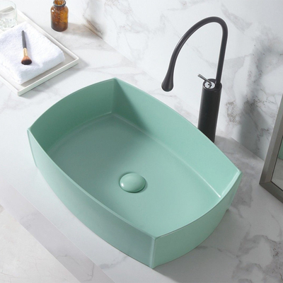 12L vierkante Tegen Hoogste Bassin Ceramische Gootsteen Matte Light Green Color
