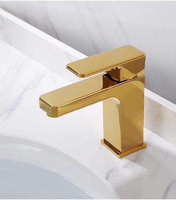 De opgepoetste Gouden van het de Tapkraan Enige Handvat van Messings Sanitaire Waren Kraan van het de Wasbassin