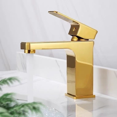 De opgepoetste Gouden van het de Tapkraan Enige Handvat van Messings Sanitaire Waren Kraan van het de Wasbassin