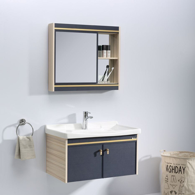 Gray Blue 80cm de Stevige Houten Vloer van Badkamerskabinetten - opgezette Ijdelheid
