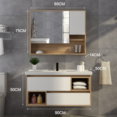 Het hoge Kabinet van de Plasticiteits Vrije Permanente Badkamers weerspiegelde Enige Gootsteen