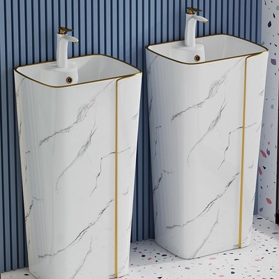 De enige Gouden Lijn van Gaten Cilindrische Ceramische Art Basin Marble Design With