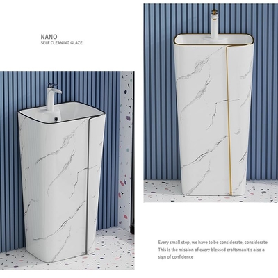De enige Gouden Lijn van Gaten Cilindrische Ceramische Art Basin Marble Design With