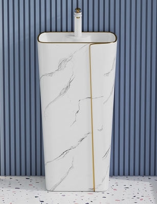 De enige Gouden Lijn van Gaten Cilindrische Ceramische Art Basin Marble Design With