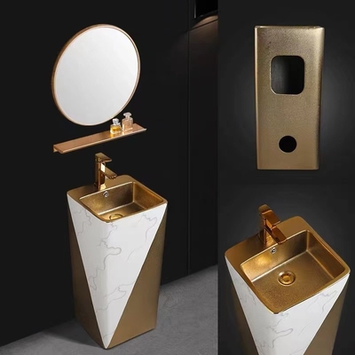 Van de Badkamersgootstenen van de voetstuk9l Vloer Bevindend de Luxe Gouden Één stuk