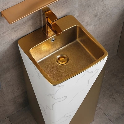 Van de Badkamersgootstenen van de voetstuk9l Vloer Bevindend de Luxe Gouden Één stuk