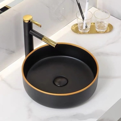 Countertop Ceramisch Rond Ceramisch Wasbassin Matte Shiny Black Color