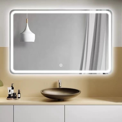 Aangepaste rechthoekige frameloze badkamerspiegel Smart Backlit LED-muur